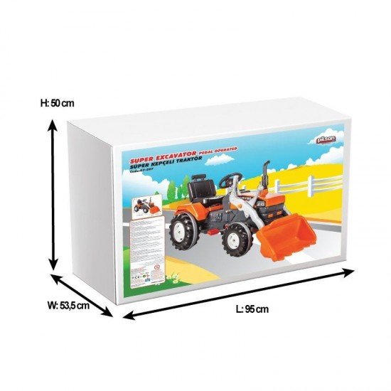 Tractor cu pedale si cupa Pilsan Super Portocaliu