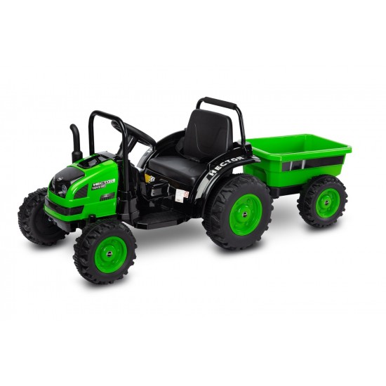 Tractor electric cu remorca si telecomanda Toyz Hector Verde 12V