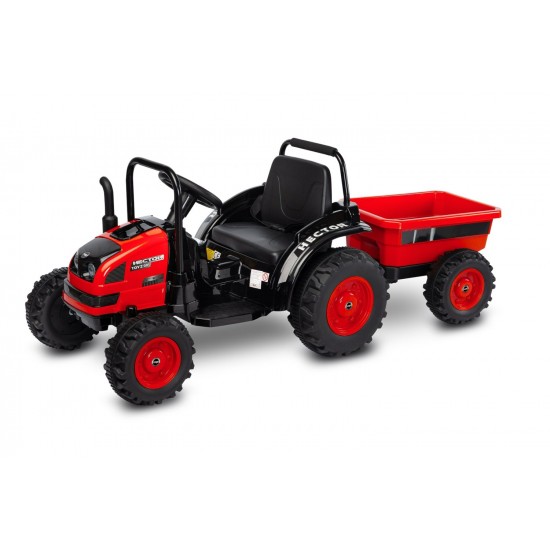 Tractor electric cu remorca si telecomanda Toyz Hector Rosu 12V