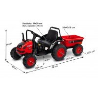 Tractor electric cu remorca si telecomanda Toyz Hector Rosu 12V