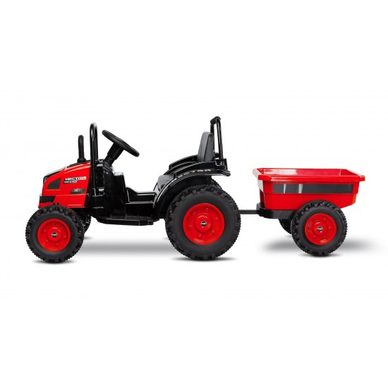 Tractor electric cu remorca si telecomanda Toyz Hector Rosu 12V