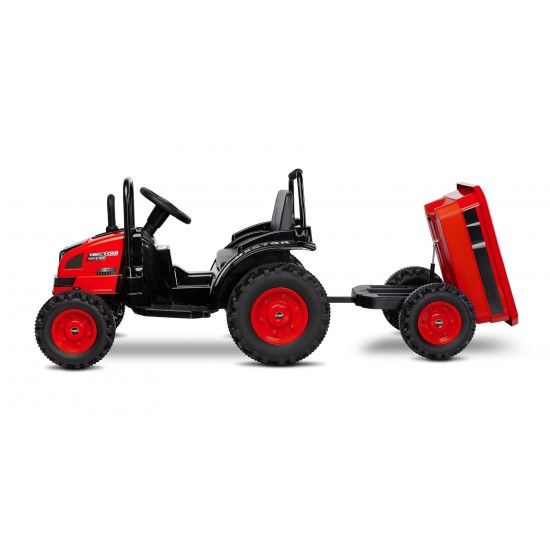 Tractor electric cu remorca si telecomanda Toyz Hector Rosu 12V