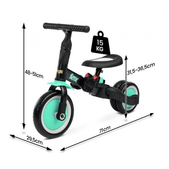 Tricicleta copii 2 in 1 Toyz Fox Turcoaz