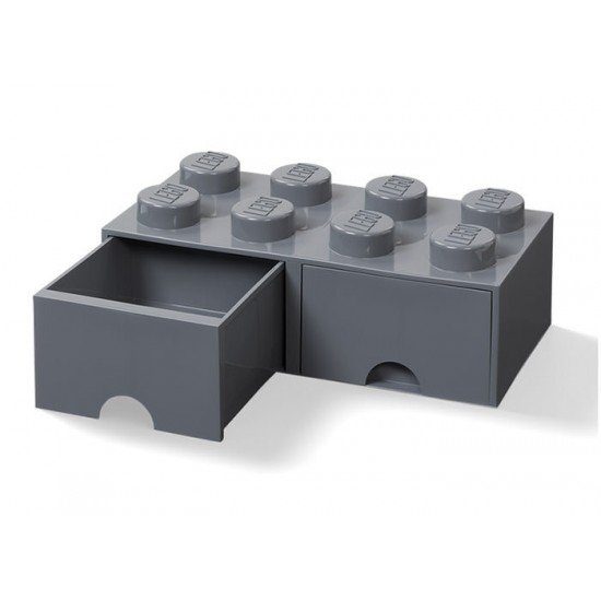 Cutie depozitare LEGO 2x4 cu sertare gri inchis 40061754