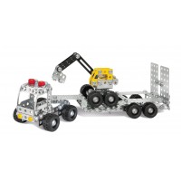 Set constructie Eitech - Camion cu remorca si excavator 375 piese