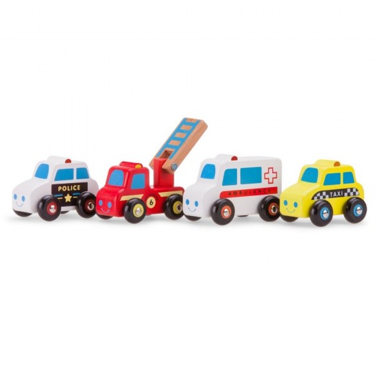 Set 4 vehicule lemn New Classic Toys