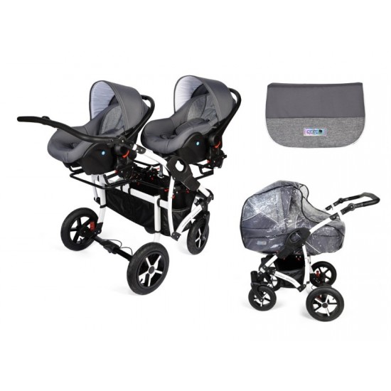 Carucior pentru gemeni 3 in 1 MyKids Twin Prim Tp12 - Brown - Beige