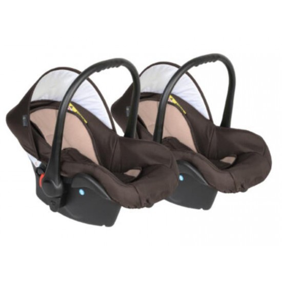 Carucior pentru gemeni 3 in 1 MyKids Twin Prim Tp12 - Brown - Beige