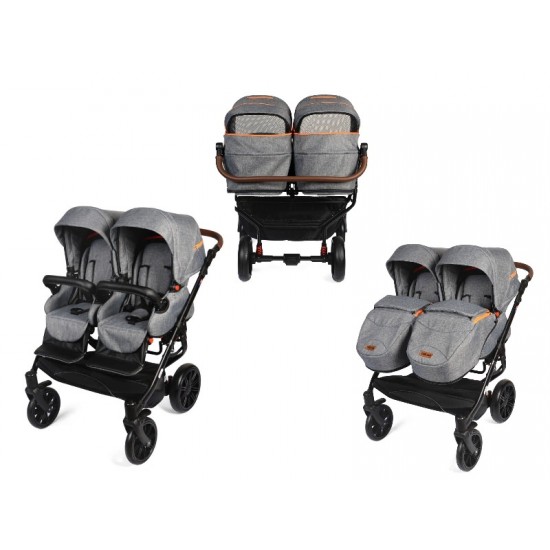 Carucior pentru gemeni 3 in 1 MyKids Twin Quick 16 Forest Green