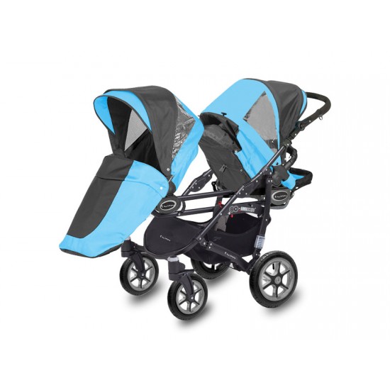 Carucior pentru gemeni MyKids Twinni Blue 3 In 1