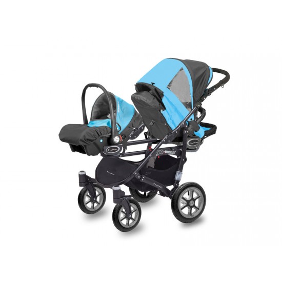 Carucior pentru gemeni MyKids Twinni Blue 3 In 1