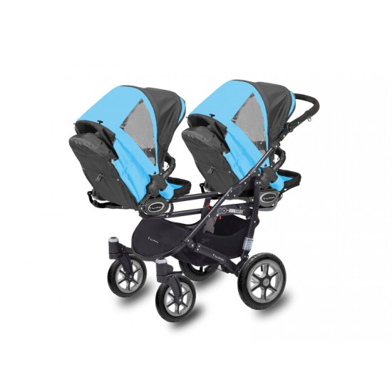 Carucior pentru gemeni MyKids Twinni Blue 3 In 1