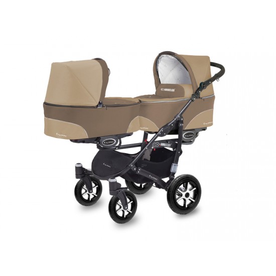 Carucior pentru gemeni MyKids Twinni Cappuccino 3 In 1