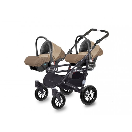 Carucior pentru gemeni MyKids Twinni Cappuccino 3 In 1