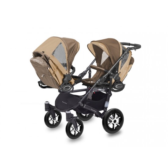 Carucior pentru gemeni MyKids Twinni Cappuccino 3 In 1