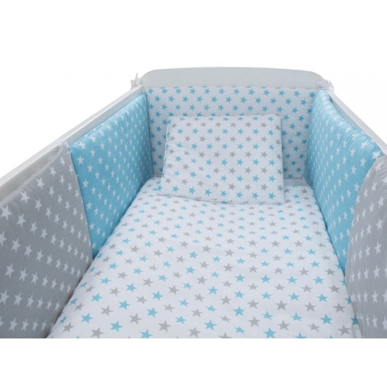 Lenjerie MyKids Colorful Stars Blue 9 Piese 120x60 cm