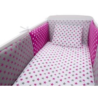 Lenjerie MyKids Colorful Stars Pink 9 Piese 120x60 cm