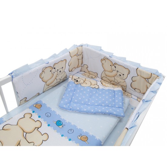 Lenjerie MyKids Teddy Friends Albastru 4 Piese M1 120x60