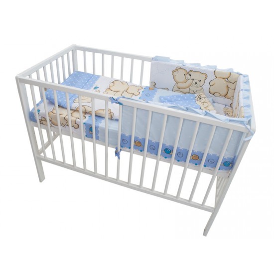 Lenjerie MyKids Teddy Friends Albastru 4 Piese M1 140x70