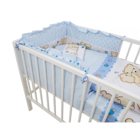 Lenjerie MyKids Teddy Friends Albastru 4 Piese M2 140x70