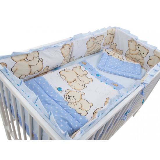 Lenjerie MyKids Teddy Friends Albastru 4+1 Piese M1 140x70