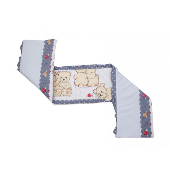 Lenjerie MyKids Teddy Friends Gri 4 Piese M1 140x70