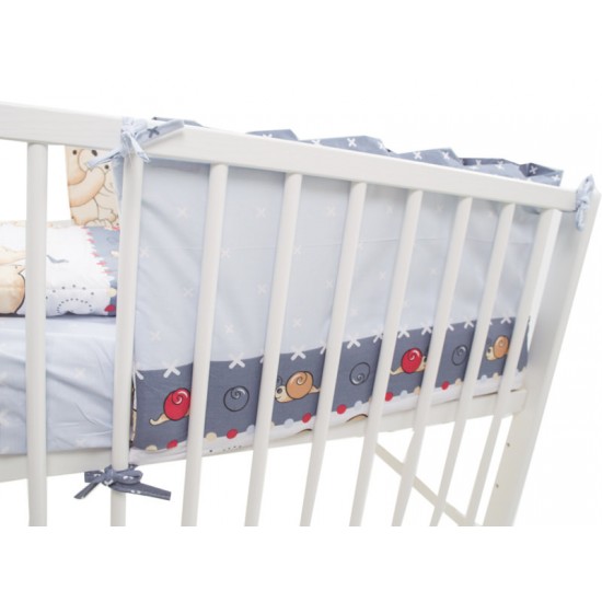 Lenjerie MyKids Teddy Friends Gri 4 Piese M1 140x70