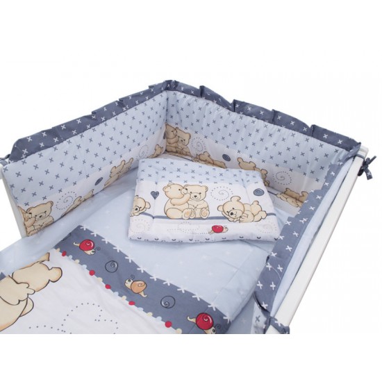 Lenjerie MyKids Teddy Friends Gri 4 Piese M2 120x60