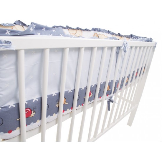 Lenjerie MyKids Teddy Friends Gri 4+1 Piese M1 140x70