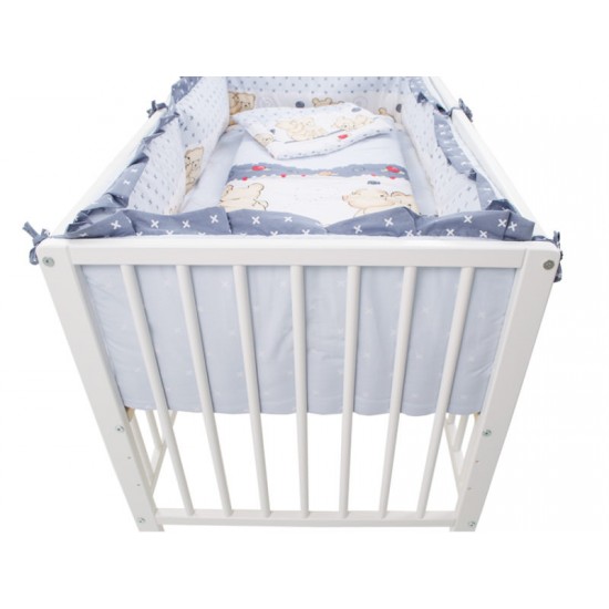 Lenjerie MyKids Teddy Friends Gri 4+1 Piese M2 140x70