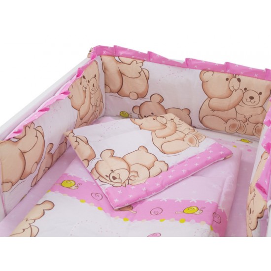 Lenjerie MyKids Teddy Friends Roz 4 Piese M1 120x60