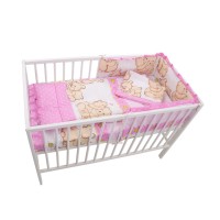 Lenjerie MyKids Teddy Friends Roz 4 Piese M1 140x70