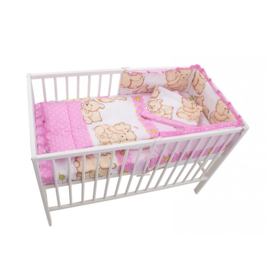 Lenjerie MyKids Teddy Friends Roz 4 Piese M1 140x70