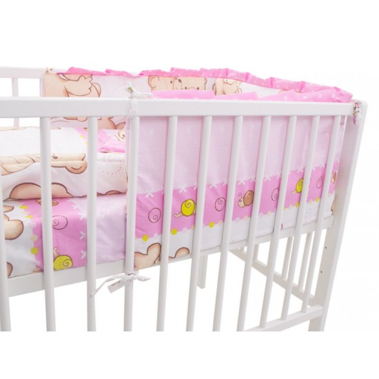 Lenjerie MyKids Teddy Friends Roz 4 Piese M1 140x70