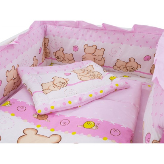 Lenjerie MyKids Teddy Friends Roz 4 Piese M2 120x60