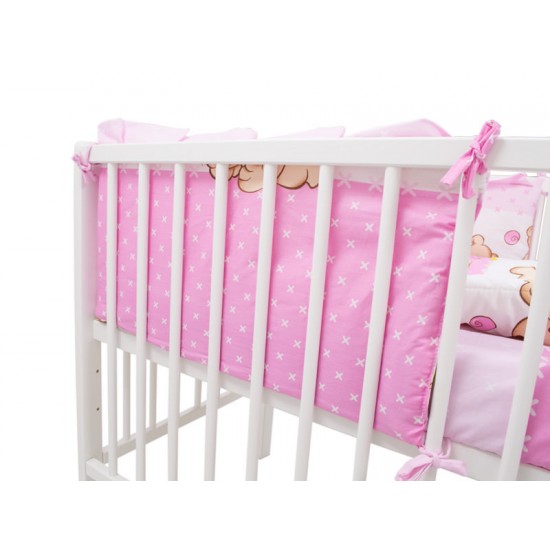 Lenjerie MyKids Teddy Friends Roz 4 Piese M2 140x70