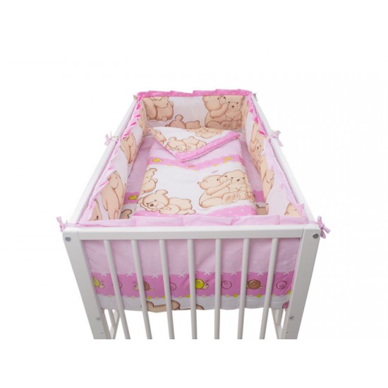 Lenjerie MyKids Teddy Friends Roz 4+1 Piese M1 140x70