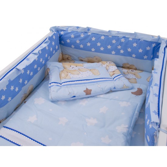 Lenjerie MyKids Teddy Hug Blue M1 4 Piese 120x60