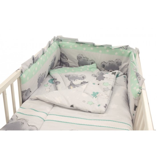 Lenjerie MyKids Teddy Hug Turquoise M2 4 Piese 140x70