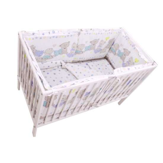 Lenjerie MyKids Teddy Love Stars 4+1 piese 120x60 cu laterale inalte