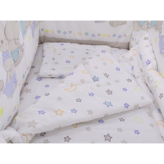 Lenjerie MyKids Teddy Love Stars 4+1 piese 120x60 cu laterale inalte