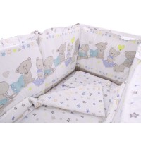 Lenjerie MyKids Teddy Love Stars 4+1 piese 120x60 cu laterale inalte