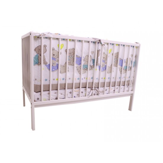Lenjerie MyKids Teddy Love Stars 4+1 piese 120x60 cu laterale inalte