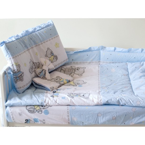 Lenjerie MyKids Teddy Toys Blue M1 4+1 Piese 120x60