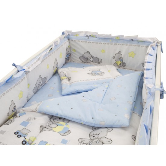 Lenjerie MyKids Teddy Toys Blue M2 4+1 Piese 120x60