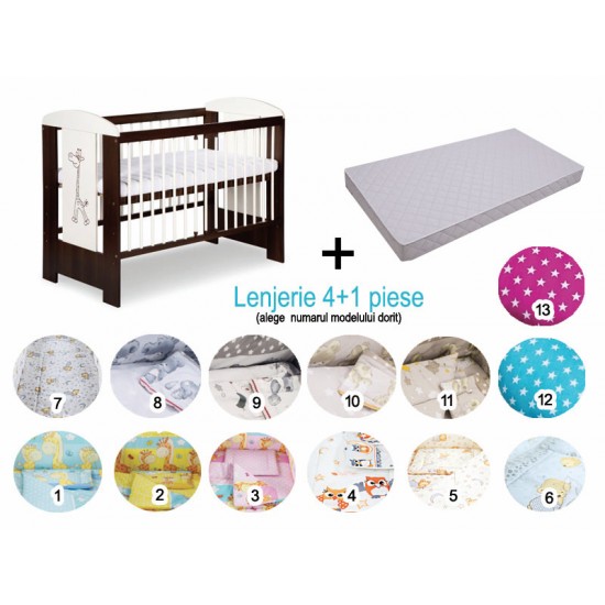 Pachet 3 in 1 Patut Little Giraffe Wenge 120x60