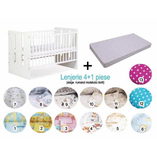 Pachet 3 in 1 Patut Paula Alb 120x60