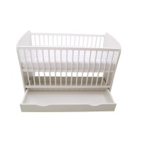 Patut copii din lemn sertar si leganare MyKids My Baby Alb