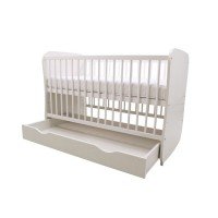 Patut copii din lemn sertar si leganare MyKids My Baby Alb