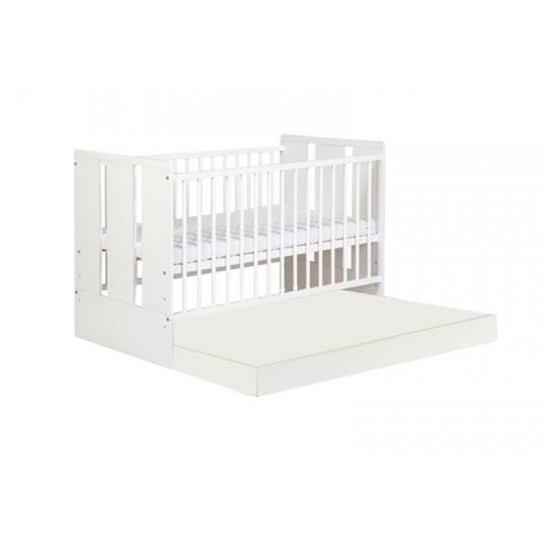 Patut copii lemn cu sertar Klups Paula Alb